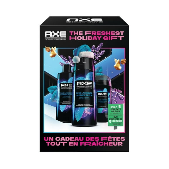 Ensemble-cadeau pour homme avec nettoyant corporel, désodorisant en bâton et atomiseur corporel AXE Collection de Parfums Fins parfum lavande 3 pièces