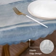 thumbnail image 3 of Navy Blue Coastal Wave Round Tablecloth, Fitted Table Cover with Elastic for 55"-60" Round Tables, Summer Modern Ocean Beach Table Cloth Outdoor Indoor Dinning Party Waterproof Tablecloths, 3 of 7