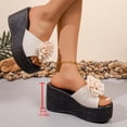 thumbnail image 5 of Women's Wedge Sandals Slip on Slides Platform Round Open Toe Backless Fish Mouth Comfortable Slipper Dressy Summer Casual Shoes Beige 9(42), 5 of 9