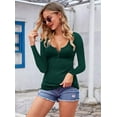 thumbnail image 3 of Sherrylily Fall Women Scoop Neck Henley Shirts Low Cut Sexy Long Sleeve Button Down Tops, 3 of 6