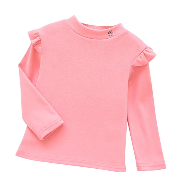 MeetoTime Pull à Manches Longues pour Enfants, Couleur Unie, Col Rond, Base Shirt pour Bébés Filles 1-7 Ans