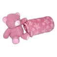 thumbnail image 3 of SONA G DESIGNS Baby Unisex Soft Blanket with French Terry Small Plush Toy Git Set Lion Elephant Bear - Embroidery Available Raspberry Bear Set, 3 of 9