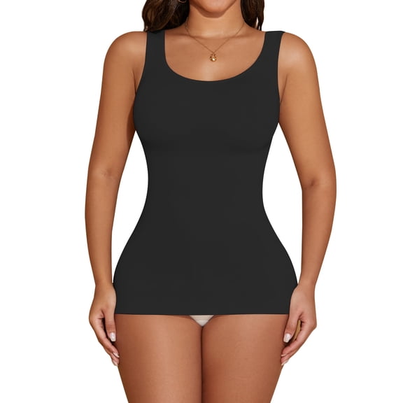 Takusun Women's Tummy Control Shapewear Tank Tops Seamless Round Neck Compression Tops