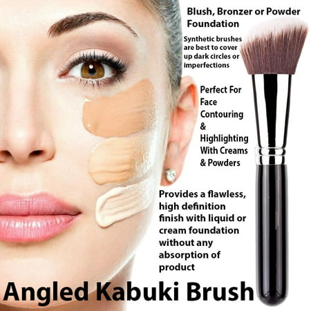 Must Have Flat Angled Kabuki Makeup Brush Perfect For Face Contouring or Highliting with Creams or