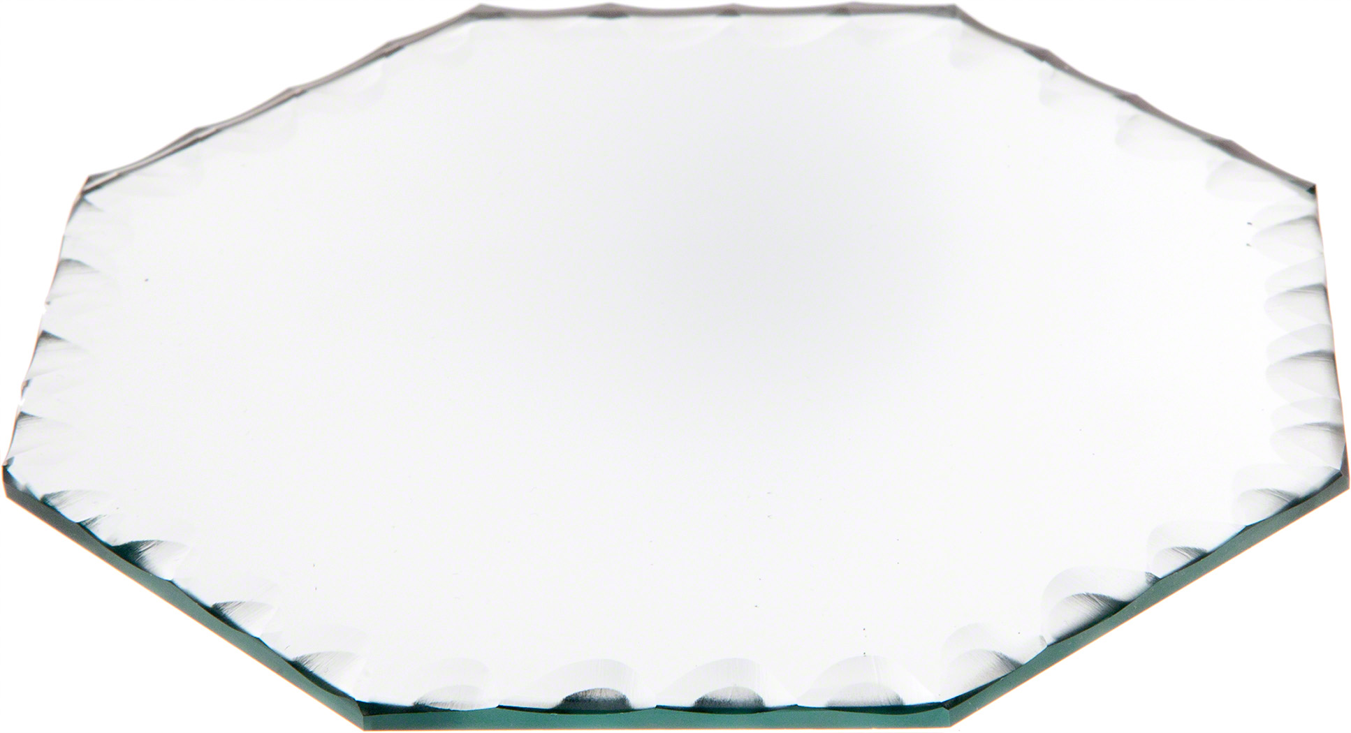 5 inch x 5 inch Plymor Round 3mm Beveled Scalloped Glass Mirror