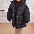 thumbnail image 2 of Afuyipoi Girls Hooded Puffer Coat Winter Thick Quilted Warm Windproof Long Jacket Size 3-13 Black Size 4T, 2 of 6
