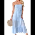 thumbnail image 3 of Vestido de Verano para Mujer, Estilo Bohemio, Informal, con Espalda Descubierta, Bandeau, Volantes y , para Playa Azul S, 3 of 10