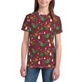 thumbnail image 3 of Wukai Dinosaur Christmas Youth Unisex Short Sleeve T-Shirt for Boys, Girls, Teens, and Kids-X-Small, 3 of 7