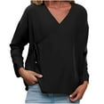 thumbnail image 6 of Aboser Oversized Kimono Tops for Women Lightweight Cotton Linen Shirts Casual Side Tie Blouses Loose V Neck Kimonos Breathable Soft Blouse Black L, 6 of 9