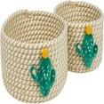thumbnail image 3 of Small Basket for Organizing Small Woven Basket Set of 2 Cactus Small Rope Basket Decorative Mini Storage Bins  Little for Des, 3 of 7