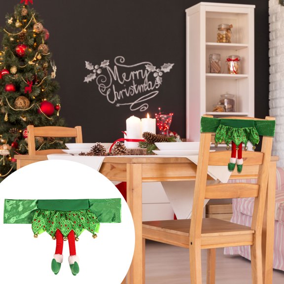 Vikakiooze 2023 Christmas Chair Cover New Santa Belt Chair Cover Skirt Chair Cover