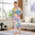 thumbnail image 4 of Dolphins and Palm Trees Adult Onesie Pajamas Slim Fit Christmas One Piece Suit Pjs for Women and Men Hooded Zipper, 4 of 7
