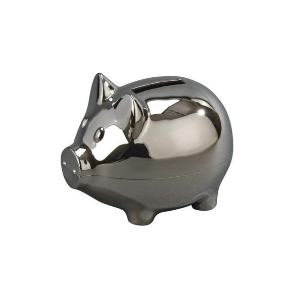 Creative Gifts International 4 x 3 in. Nickel Plated Pig Bank, Small - White