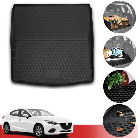 Custom Fit Trunk Cargo Tray Floor Liner Mat For Mazda 3 Sedan 2014-2018 – Black, Waterproof