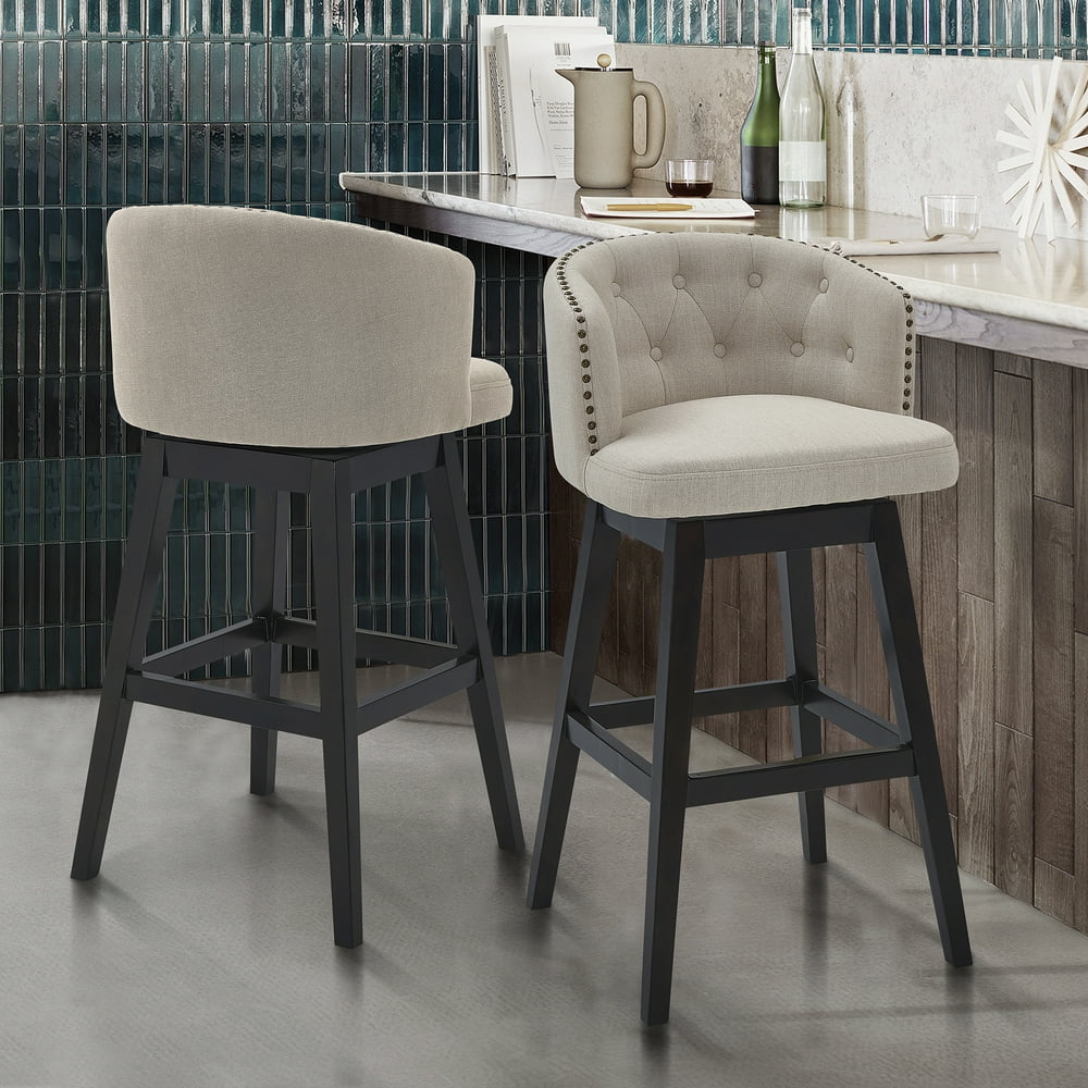 Saginaw 30 Bar Height Wood Swivel Tufted Barstool In Espresso Finish saginaw-30-bar-height-wood-swivel-tufted-barstool-in-espresso-finish