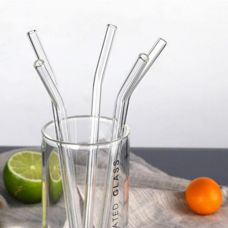 Reusable Clear Glass Straws Set For Smoothie Milkshakes Drinkware Straw  With Cleaning Brush - Temu