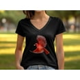 thumbnail image 2 of Cute Flying Northern Red Cardinal Bird Redbird Wings V-Neck T-Shirt Cardinal Bird Lover Gift for Men Women Boys Girls Graphic V-Neck Tshirt, 2 of 8