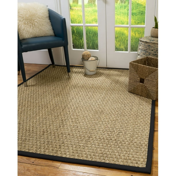Natural Area Rugs Optimum Seagrass Rug Extra Wide Black Border 5 Square Com Natural Area Rugs Optimum Seagrass Rug, Seagrass Outdoor Rug With Black Border