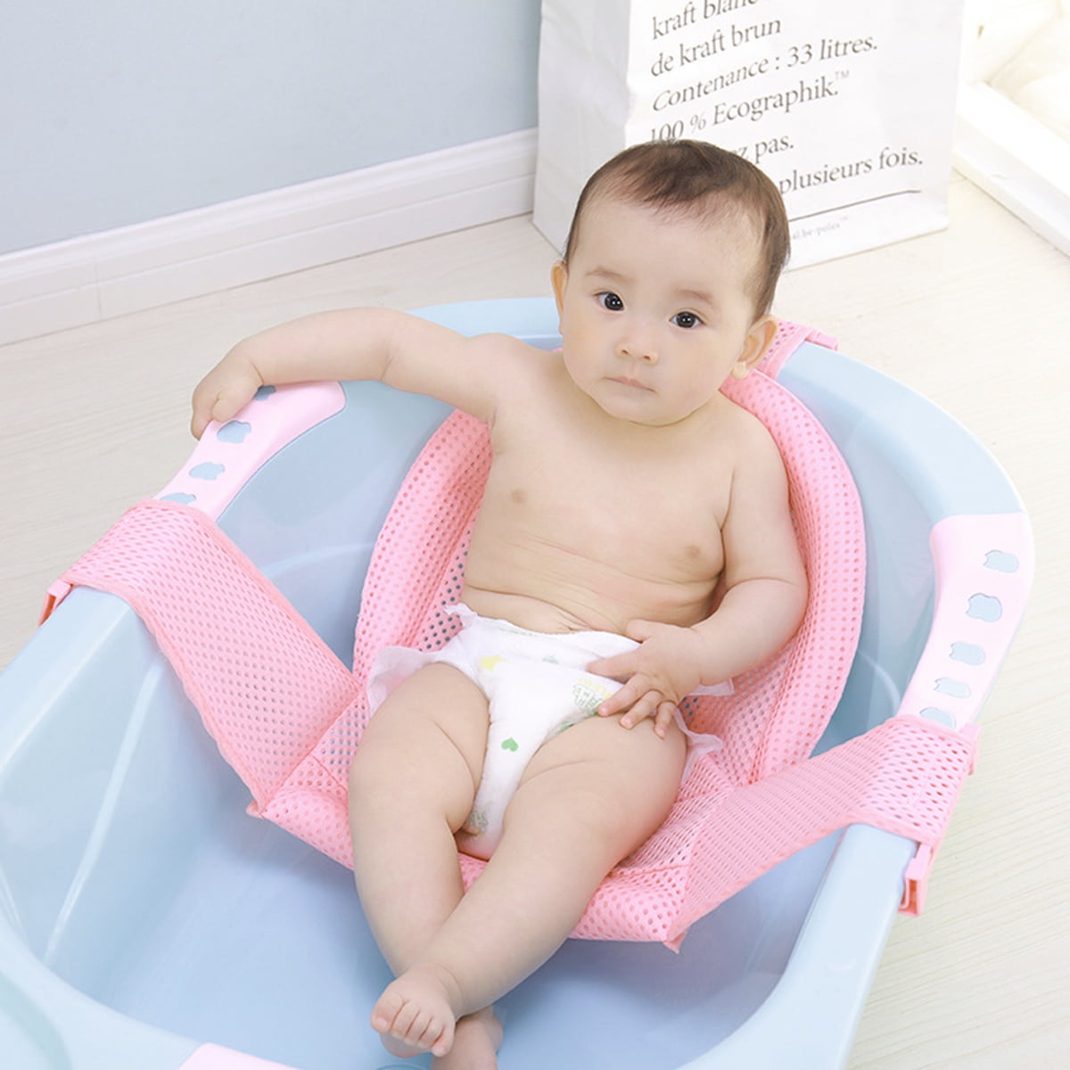 Baby Bath Seat Support Net Bathtub Sling Shower Mesh Bathing Cradle Mat