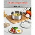 thumbnail image 2 of VEVOR 1.5 QT Saucepan, Stainless Steel Saucepan with Glass Lid, Multipurpose Nonstick Stainless Steel Small Cooking Sauce Pot with Ergonomic Handle, Friendly for Oven, Dishwasher, Induction Cooker, 2 of 9