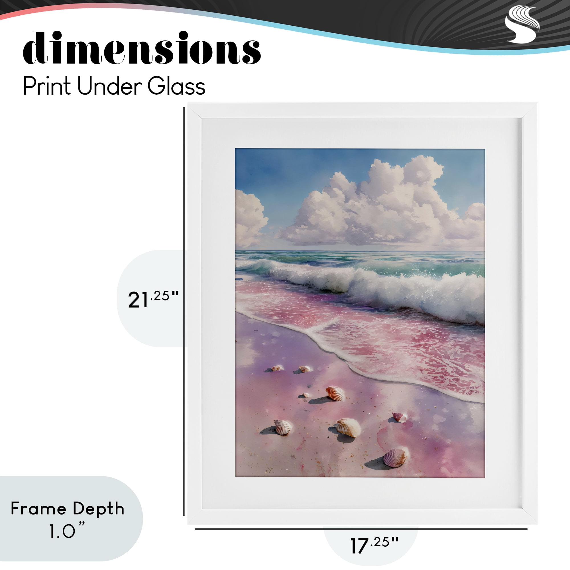 Stupell Industries Pink Sands with Scattered Shells White Framed Print Under Glass, design by Franklyn Gregory