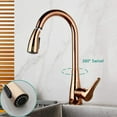 thumbnail image 2 of Rose Golden Kitchen Faucet Pull Down Sink Faucets, 360 Rotation Deck Mounted Faucet Cold and Hot Mixer Tap, 2 of 7
