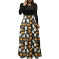 thumbnail image 2 of Guieoi Dress for Women Clearance under $10.00 Plus Size Women's Fashion Printed Long Sleeve Round Neck Pullover Patchwork Dress Gray Black*Friday/Cyber*Monday Clearance, 2 of 5