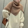 thumbnail image 4 of Womens Shawls, Duoif Autumn and Winter Women's Solid Color Turtleneck Cloak Shawl Knitted Sweater Shawl Wraps for Women B, 4 of 4
