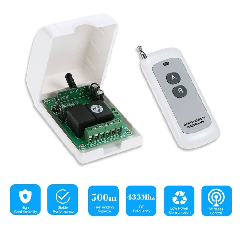 Smart Home 433MHz RF DC 12V 2CH Learning Code Wireless Remote Control Switch Relay Receiver Transmitter Universal Remote Switch System and Long Range