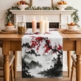thumbnail image 2 of Table Runner - 60 Inch Long, Chinese Mountain Kitchen Dining Table Runner Dresser Scarves, Landscape Painting Red Plum Flowers Farmhouse Decor for Coffee Tables Wedding Party Banquet, 2 of 8