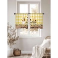 thumbnail image 3 of Gnomes Sunflower Sheer Curtains 54 Inch Length 2 Panels for Living Room, Yellow Checkered Pastoral Botanical Wooden Voile Kitchen Curtain Set, Luxury Privacy Drapes Window Treatment for Bedroom, 3 of 7