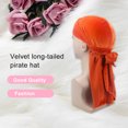 thumbnail image 2 of fastboy Velour Headwraps Assorted Colors Long Tail Pirate Hat Windproof Single Layer Attractive Elasticity Comfortable Hair Bonnet Orange, 2 of 3