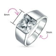 thumbnail image 4 of Bling Jewelry Mens Traditional 3CT Blue Clear Cubic Zirconia CZ Square Solitaire Ring Pinky Ring Silver Plated, 4 of 5