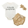 thumbnail image 2 of Baby Girl Clothes Cute Summer Outfits 3 6 12 18 Months Letter Print Short Sleeve Romper & Floral Shorts Sets (9-12 Months, White), 2 of 7
