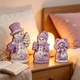 thumbnail image 6 of Lilixerw Christmas Snowman Figurine Set of 3 Purple Snowflake with Hats Scarves Christmas Tree for Shelf Mantel Holiday Seasonal Home Decoration, 6 of 6