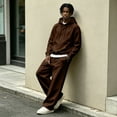 thumbnail image 6 of Sorvello Men's 2 Piece Fashion Tracksuit Loose Fit Hoodie Top Wide Leg Pants Streetwear Outfit For All Season Daily Casual Home Outdoor Wear Coffee XL, 6 of 10
