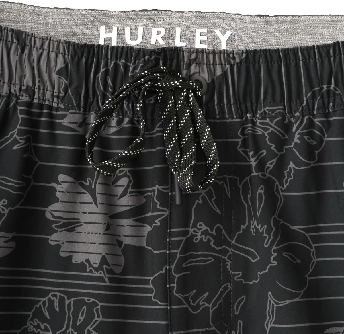 Hurley Mens Lightweight Volley Swim Short Trunk (US, Alpha, Large, Regular, Regular, Black Hibiscus)