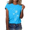 thumbnail image 1 of Hauts d'Été pour Femmes, Blouses Décontractées Élégantes 2024, T-Shirts à Manches Courtes Imprimés, Col Rond, Ample, Bleu, 1 of 5
