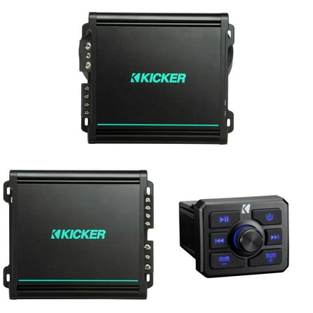 Kicker 51KBTR Powersport Bluetooth Receiver w/ 48KMA1502 & 48KMA8001 Amplifier