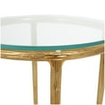 thumbnail image 4 of DecMode 18" x 23" Gold Aluminum Textured Accent Table with Glass Tabletop, 1-Piece, 4 of 6