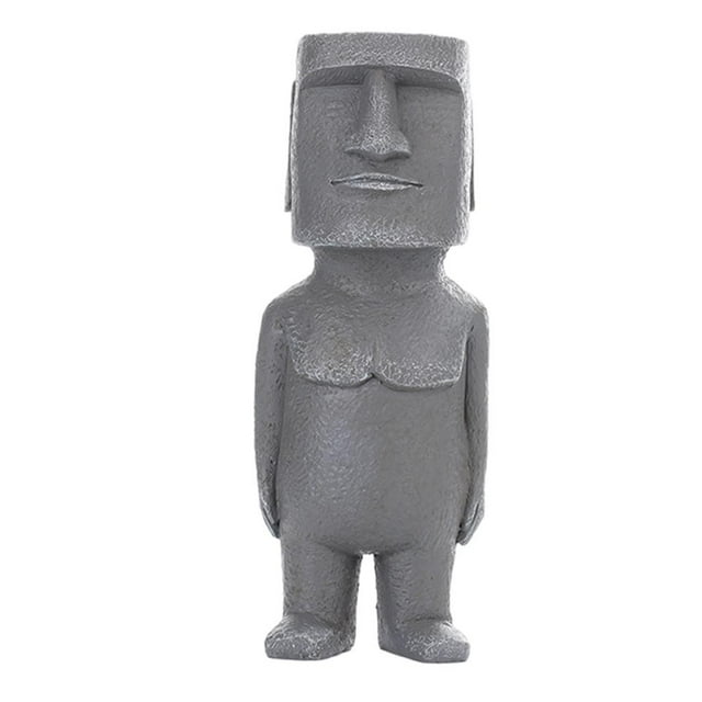 1 estatua antigua de la Isla de Pascua con acentos de estilo retro, monolito romano para escritorio Gris C