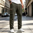 thumbnail image 2 of MXALUOB Cargo Pants for Men Waffle Knit Drawstring Waist Casual Pant Solid Color Workout Running Trousers with Zipper Pockets, 2 of 6