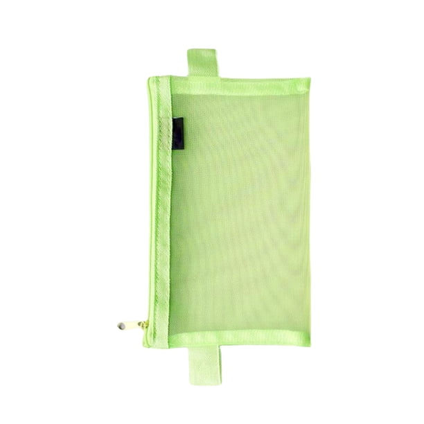 Estuche para lápices con cremallera de malla | Organizador de papelería de nylon transparente | Bolsa de bolígrafo transparente portátil para oficina, universidad, viajes, cosméticos, maquillaje