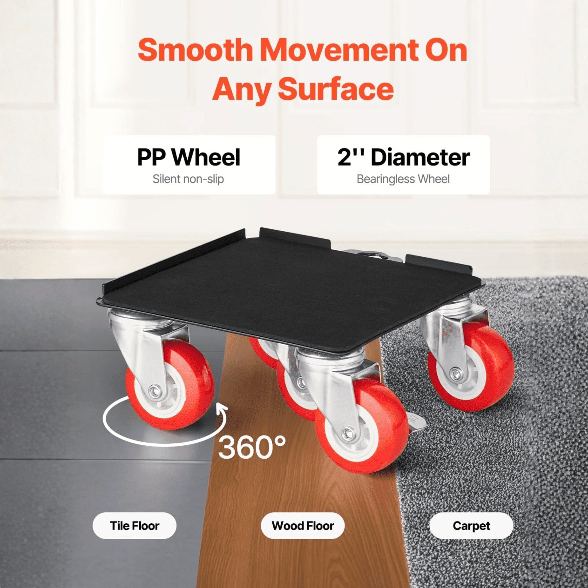 Heavy Duty Furniture Dolly Set with 5 Swivel Wheels, 3474 lbs Load Capacity Furniture Movers with Brakes & Pry Bar, Carbon Steel Moving Tool Kit for Sofa, Fridge & Appliances