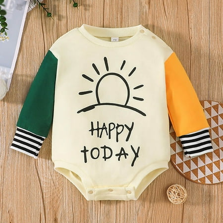 

NIUREDLTD Toddler Boys Girls Long Sleeve Letter Prints Triangle Romper Bodysuits