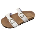 thumbnail image 5 of Flip Flops for Women Buckle Strappy Cork Footbed Slide Sandals Comfortable Arch Support Slip on Casual Beach Shoes White Size 6.5, 5 of 5