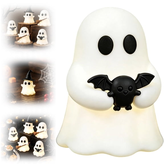 Clearance Under $1 Halloween Glow in the Dark Ghost Figurine with Bat Style B