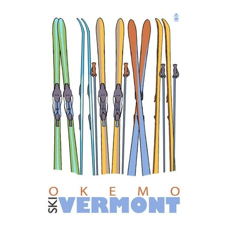 Okemo, Vermont - Skis in Snow Print Wall Art By Lantern