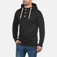 thumbnail image 2 of Hessimy Mens 2024 Cotton Hooded Button Collar Drawstring Hoodies Pullover Sweatshirts Casual Long Sleeve Shirts with Pocket(Z04-Black,M）, 2 of 7