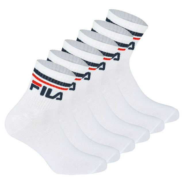 FILA Calcetines unisex, 6 Pares de Quarter - Calcetines cortos, Sport, Puño con Logo, uni Blanco 43-46
